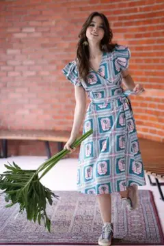 Nala designs リゾートドレス フリル付きラップドレス Lマリメッコ