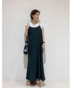 Kastane マーメイドキャミワンピース ロング丈 ダークグリーン