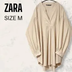 【未使用】 ZARA Vネック ワッシャー コットン ブラウス チュニック