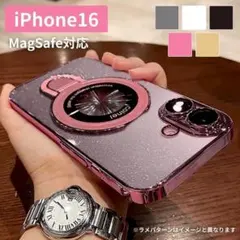 iPhone16 ケース スマホリング magsafe対応 レンズ保護 ピンク
