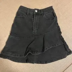 ブラック　ダークグレー デニム フレアスカートxs y2k パンク　グランジ