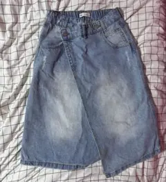 ZARAライトブルー デニムスカート ラップデザイン