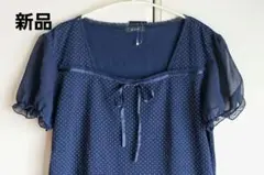 新品　a.v.v ネイビードット柄 シフォン袖 カットソーのサムネイル
