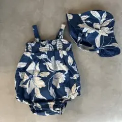 GAP 花柄ロンパース 6-12m 帽子付き