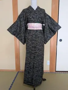 大島紬　美品　スッキリした竹　粋好み　希少な色味　トールサイズ