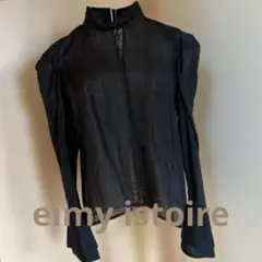eimy istoire シアーブラウス ハーフネック フリル袖 ブラック F 
