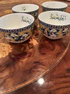 花柄陶器湯飲み4個セット