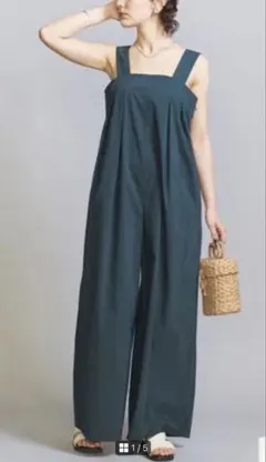 Beauty&youth ワイドストラップオールインワン ダークグリーンのサムネイル