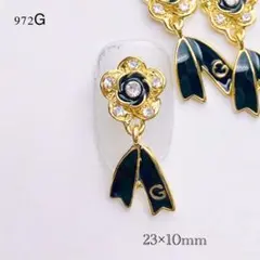 ローズ　フラワー　チャーム　揺れる　ブラック　ネイル　パーツ　デコ　#972G