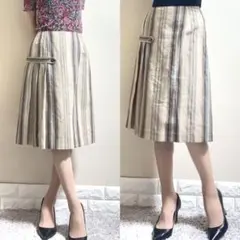 ヒロココシノ　HIROKO BIS リネンコットン　ストライプ　スカート　9 麻のサムネイル