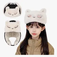 キッズ 耳当て付 防寒帽 可愛い 猫耳 もふもふ パイロットキャップ ファー帽子