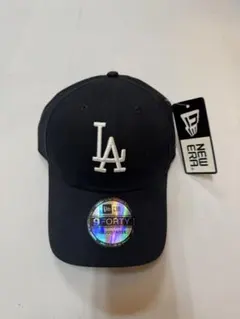 NEW ERA LA Black色White刺繍男女用キャップフリ➖サイズ