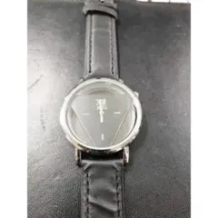 【未使用・電池交換済】Wilon 三角デザイン腕時計 ブラック レザーベルト