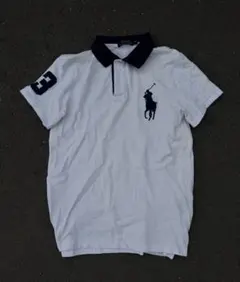 ラルフローレン ビッグポニー ポロシャツ ホワイト ポニー刺繍 y2k Mサイズ