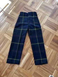 ネイビー系チェック カジュアルパンツ ハイウエスト