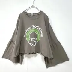 古着リメイクショート丈Tシャツ　袖フレア