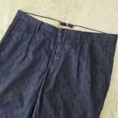 【良品/size36】インコテックス パンツ コットン100% 総柄 ネイビー系のサムネイル