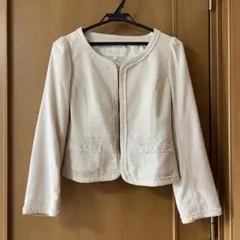 PROPORTION ノーカラージャケット サイズ3 ピンクベージュ