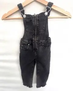 ZARA キッズ オーバーオール 92cm 黒デニム 前ファスナー18-24か月