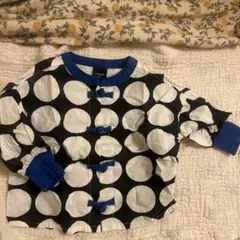 ドット柄　チャイナボタン 長袖　90