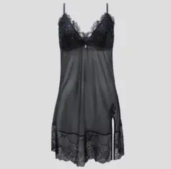 黒 シフォン レース スリップ