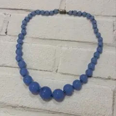 ヴィンテージ ガラスネックレス ブルー グラデーション レトロスタイル