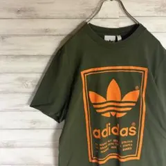 adidas Tシャツ　トレフォイルロゴ　バックプリント　深緑　アディダス　人気