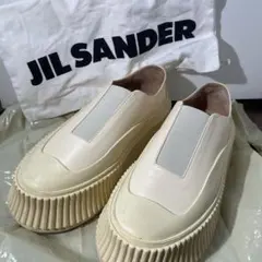JIL SANDERジルサンダーホワイトレザー リブソール24.5cm - メルカリ