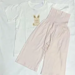 1738円 綿100% うさぎプリント 薄手 パジャマ 腹巻き付110cm 新品のサムネイル