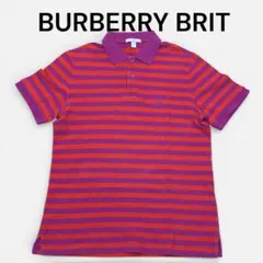 と*し様 BURBERRY BRIT ポロシャツ M 紫 オレンジ ボーダー90のサムネイル