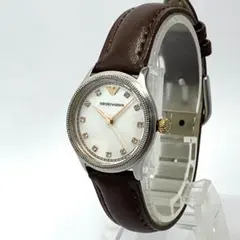 ❤️電池交換済978★新品ベルト EMPORIO ARMANI QZ腕時計 シェル