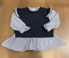 branshes ブランシェス　フリル付きネイビーとストライプのトップス