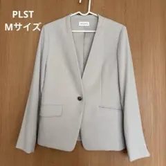 PLST ノーカラージャケット ライトグレー