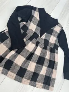 チェック柄長袖チュニック 100cm