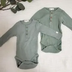 newbie 長袖リブロンパース2枚セット