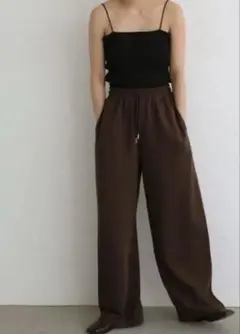 裏毛ワイドスウェットパンツ BR ブラウン 茶色/hellam同型