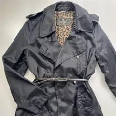 美品⭐️FENDI⭐️ブラック トレンチコート ヒョウ柄裏地