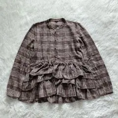 45R雲間草プリントのフリルブラウス 45R 雲間草プリントのフリルブラウス L サックスブルー