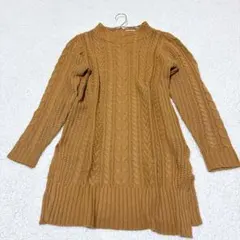 美品☆特別セール【ELLE】ニットワンピース (38) キャメル ケーブル編みのサムネイル