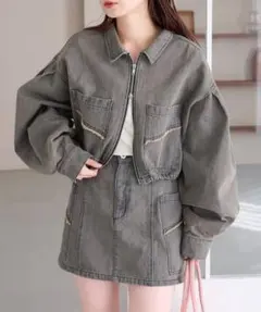 Kastane デニムダブルZIPクロップドジャケット