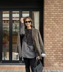 rosymonster メローフリルチェックシャツ ブラウン - メルカリ