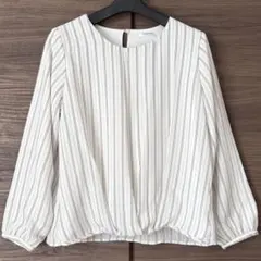 GLACIER ストライプ柄シフォンブラウス