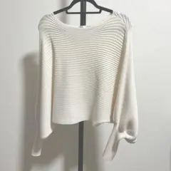 ZARA ザラ アイボリー リブ編み 長袖ニット Mサイズ