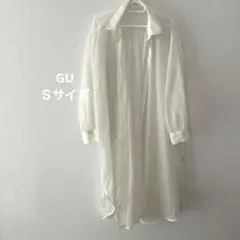 GU Ｓサイズ シアー ロングシャツ ホワイト 長袖のサムネイル