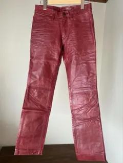 Ships 本革　牛　皮パンツ　濃赤　9号　M