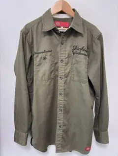 Dickies ワークシャツ Mサイズ オリーブ カーキ