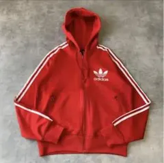 adidas 赤 フルジップパーカー　ジャージ　春秋
