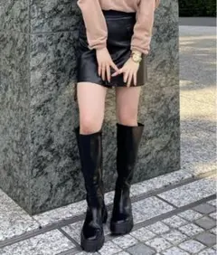 新品未使用◎エコレザーハイウエストミニスカート