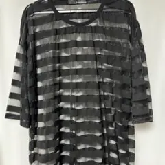 七分袖　シアーボーダーワンピース