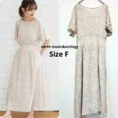 アースミュージックアンドエコロジー　ウエスト切り替えワンピース　小花柄　シャツ